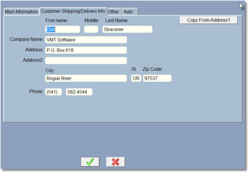 Customer form two - shipping information