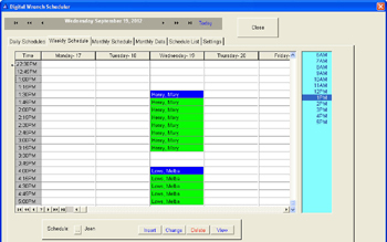 Weekly view scheduling screen
